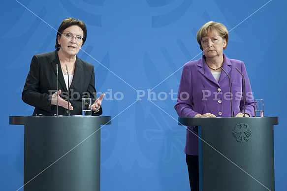 Angela Merkel receives the Prime Minister of Poland Ewa Kopacz