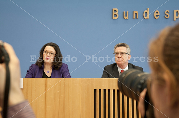Press conference of Thomas de Maizière and Andrea Nahles