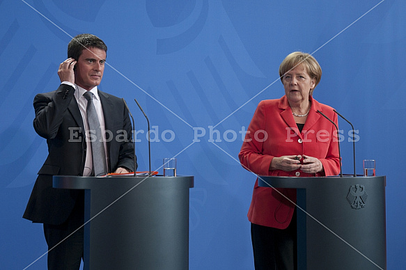 Angela Merkel receives the Prime Minister of France Manuel Valls