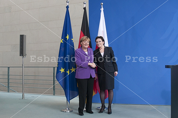 Angela Merkel receives the Prime Minister of Poland Ewa Kopacz