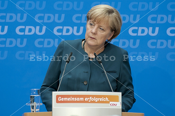 Press conference of Angela Merkel and Volker Bouffier