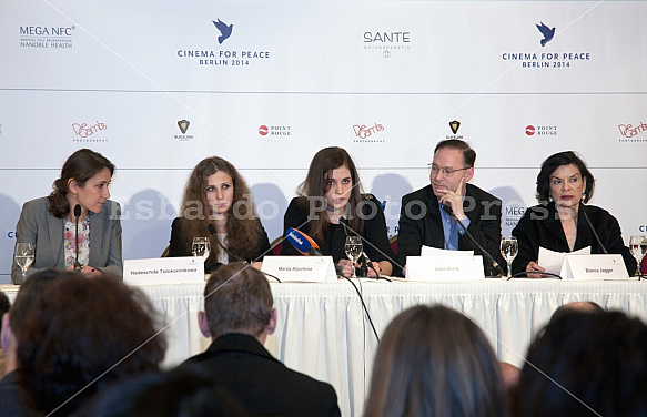 Pussy Riot press conference for the ''Cinema for Peace'' charity gala
