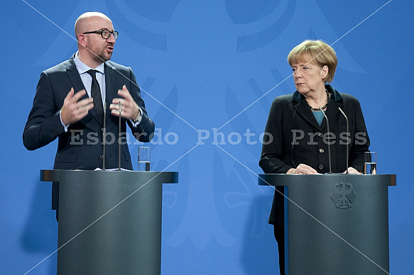 Angela Merkel receives the Prime Minister of of Belgium Charles Michel