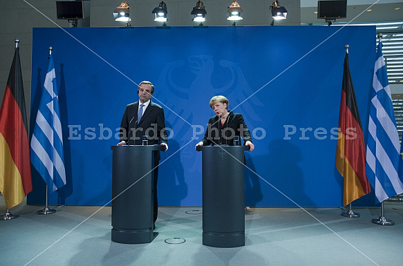 Angela Merkel receives the Prime Minister of Greece Antonis Samaras