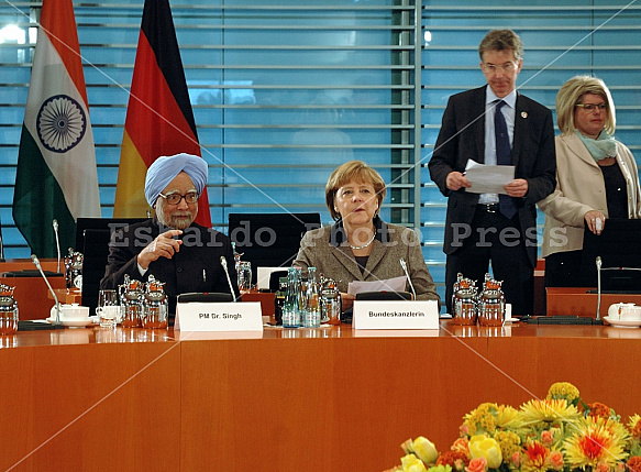 Angela Merkel meets Indian Prime Minister Manmohan Singh