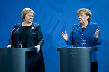 Angela Merkel receives the Prime Minister of Norway Erna Solberg