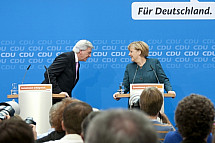 Press conference of Angela Merkel and Volker Bouffier