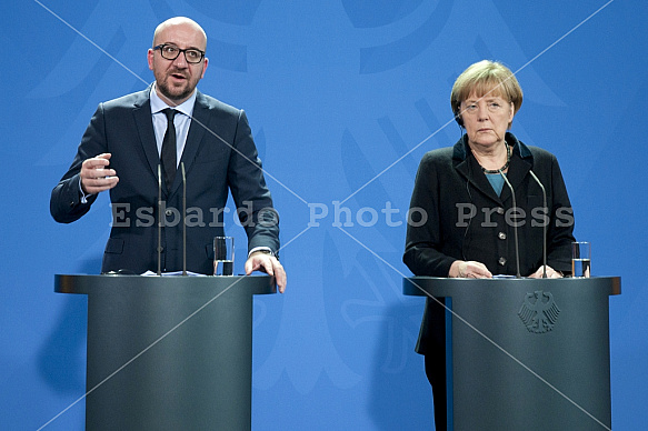 Angela Merkel receives the Prime Minister of of Belgium Charles Michel