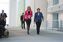 Angela Merkel receives the Prime Minister of Denmark Helle Thorning-Schmidt
