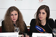 Pussy Riot press conference for the ''Cinema for Peace'' charity gala