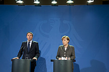 Angela Merkel receives the Prime Minister of Italy Matteo Renzi